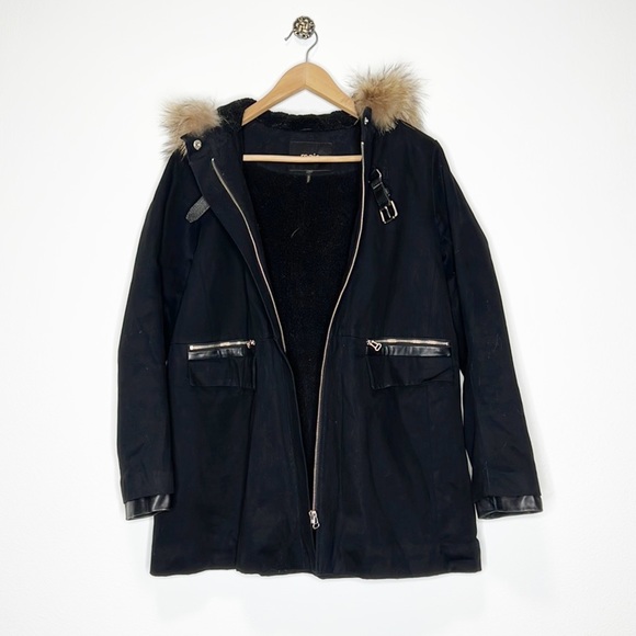 Maje Coat with Fur Hood - Picture 5 of 15